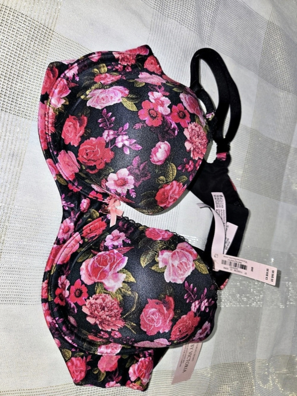 Victoria's Secret Body by Victoria Lightly Lined Demi Bra Black & Pink 38B